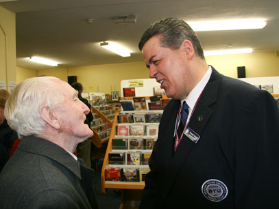 86-year-old former voice teacher greeting Dr. Staheli