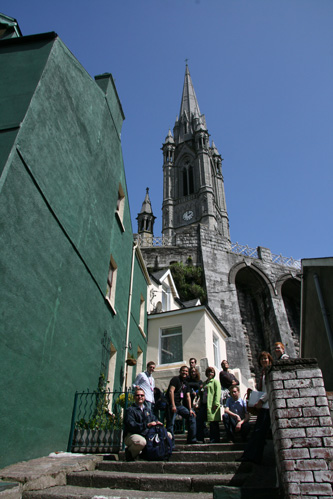 Posing by the cathedral