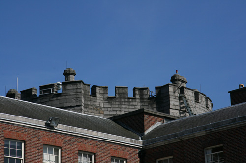 Satellite dish atop old part of Dublin Castle